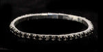 #11950 Single Row Stretch Rhinestone Bracelet - Jet Crystal  Silver