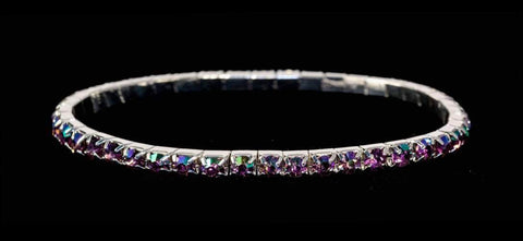 #11950 Single Row Stretch Rhinestone Bracelet - Light Amethyst AB Crystal  Silver Bracelets Rhinestone Jewelry Corporation