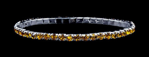 #11950 Single Row Stretch Rhinestone Bracelet -  Topaz Crystal  Silver (Limited Supply)