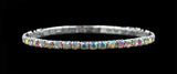 #11950ABS Single Row Stretch Rhinestone Bracelet -  (Iridescent Stones) AB  Silver Bracelets Rhinestone Jewelry Corporation