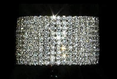 Bracelets #13268XS - 10 Row Stretch Rhinestone Bracelet - Crystal Silver