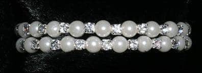 #14541 - Double Wraparound Coil Rhinestone and Pearl Bracelet Bracelets Rhinestone Jewelry Corporation