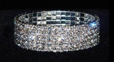 Bracelets 15954XS Five Row Stretch Rhinestone Bracelet -  Crystal  Silver