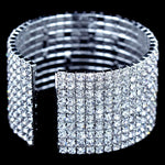 Bracelets #16513 - 10 Row Coil Rhinestone Cuff Bracelet
