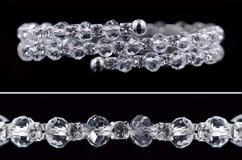 #16629 Crystal Bead and Rhinestone Wrap Coil Bracelet