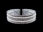 #16724 - 5 Row Pearl and Rhinestone Cuff Bracelet