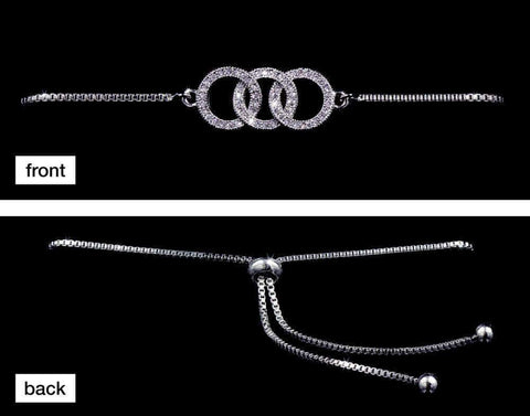 #16828 - CZ Interlocking Rings Adjustable Bracelet