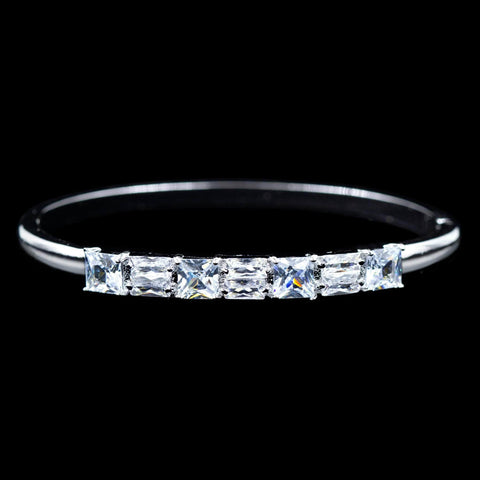 #17188 - Alternating Baguette and Square Cut CZ Cuff Bracelet Bracelets Rhinestone Jewelry Corporation