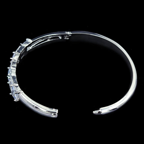 #17188 - Alternating Baguette and Square Cut CZ Cuff Bracelet Bracelets Rhinestone Jewelry Corporation