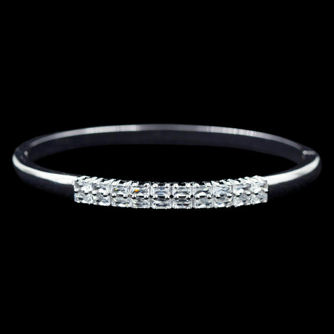 Bracelets #17191 -Double Row Baguette CZ Cuff Bracelet