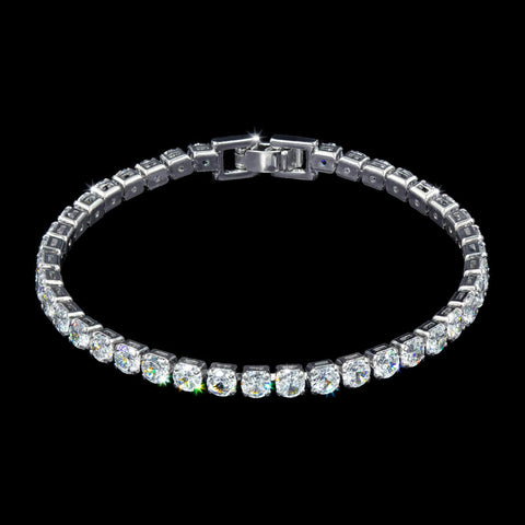 Bracelets #17274-CZ Tennis Bracelet - 7.25" 4mm Stones Silver