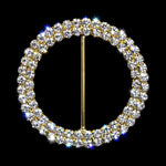 #14580G - 2 Row 1.75" Round Buckle - Gold Buckles & Slides Rhinestone Jewelry Corporation