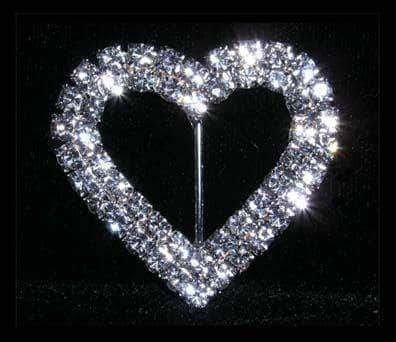 #14582 - 2 Row 1.75" Heart Buckle Buckles & Slides Rhinestone Jewelry Corporation
