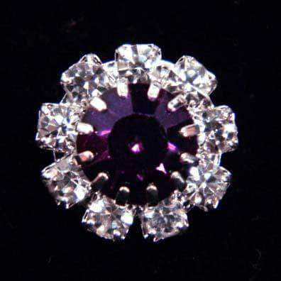 #14062 Medium Rhinestone Rosette Button - Amethyst Center Buttons - Round Rhinestone Jewelry Corporation