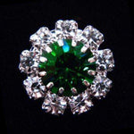 #14062 Medium Rhinestone Rosette Button - Emerald Center (Temporary Sale)