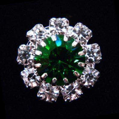 #14062 Medium Rhinestone Rosette Button - Emerald Center (Temporary Sale)