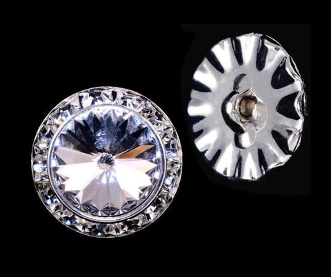 #14997 - 20mm Rondel Button with Crystal Rivoli Center Buttons - Round Rhinestone Jewelry Corporation