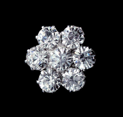 #15617 - Small Daisy Rhinestone Button - 1/2" Buttons - Round Rhinestone Jewelry Corporation