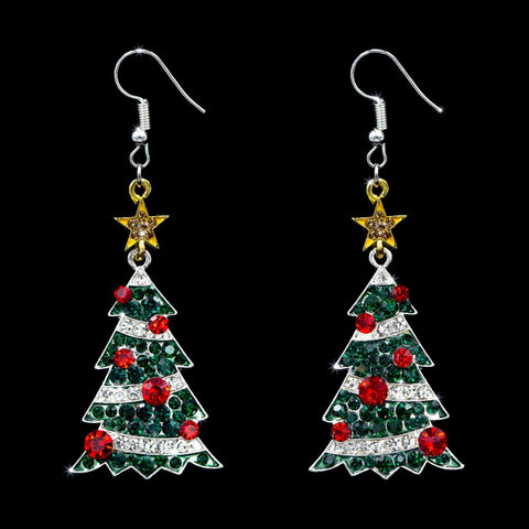 #17315- Dangle Christmas Tree Earrings Christmas Jewelry Rhinestone Jewelry Corporation