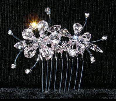 #14449 - Small Flower Burst Comb Combs Rhinestone Jewelry Corporation
