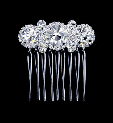 #16857 - Triple Rosette Hair Comb Combs Rhinestone Jewelry Corporation