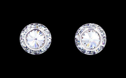 #12535 11mm Rondel with Rivoli Button Dance Earrings Earrings - Button Rhinestone Jewelry Corporation
