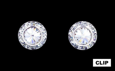 #12535 11mm Rondel with Rivoli Button Dance Earrings - Clip Earrings - Button Rhinestone Jewelry Corporation