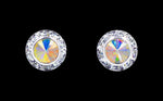 #12535 AB 11mm Rondel with Rivoli Button Dance Earrings Earrings - Button Rhinestone Jewelry Corporation