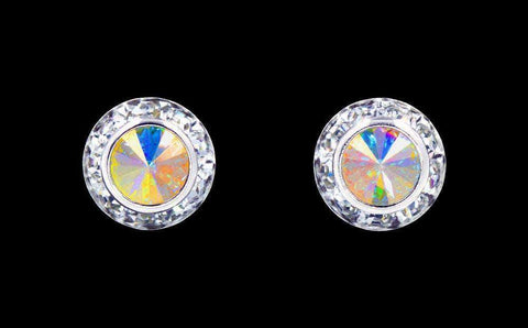 #12535 AB 11mm Rondel with Rivoli Button Earrings