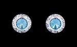 #12535 Aquamarine 11mm Rondel with Rivoli Button Dance Earrings Earrings - Button Rhinestone Jewelry Corporation