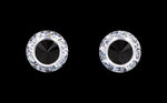 #12535 Jet 11mm Rondel with Rivoli Button Dance Earrings Earrings - Button Rhinestone Jewelry Corporation