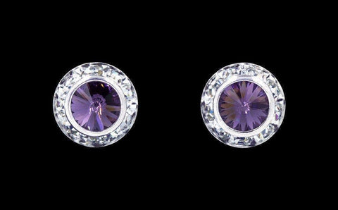 Earrings - Button #12535 Lavender 11mm Rondel with Rivoli Button Earrings