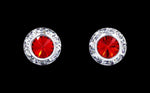 #12535 Light Siam 11mm Rondel with Rivoli Button Dance Earrings Earrings - Button Rhinestone Jewelry Corporation