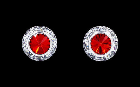 #12535 Light Siam 11mm Rondel with Rivoli Button Dance Earrings Earrings - Button Rhinestone Jewelry Corporation