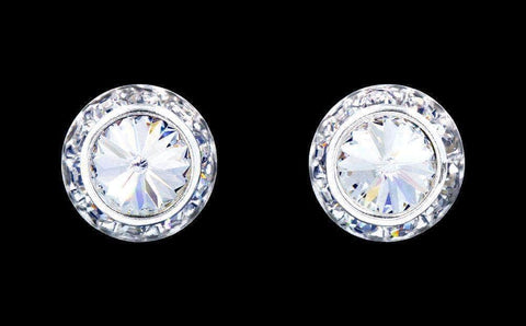 #12536 13mm Rondel with Rivoli Button Dance Earrings Earrings - Button Rhinestone Jewelry Corporation