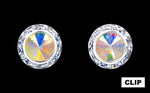 #12536 13mm Rondel with Rivoli Button Dance Earrings - ab-Clip Earrings - Button Rhinestone Jewelry Corporation