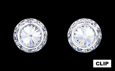 #12536 13mm Rondel with Rivoli Button Dance Earrings - Clip Earrings - Button Rhinestone Jewelry Corporation