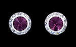 #12536 Amethyst 13mm Rondel with Rivoli Button Earrings