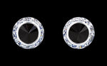 #12536 Jet 13mm Rondel with Rivoli Button Dance Earrings Earrings - Button Rhinestone Jewelry Corporation