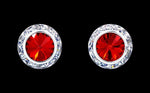 #12536 Light Siam 13mm Rondel with Rivoli Button Earrings