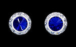 #12536 Sapphire 13mm Rondel with Rivoli Button Dance Earrings Earrings - Button Rhinestone Jewelry Corporation