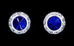 #12536 Sapphire 13mm Rondel with Rivoli Button Earrings