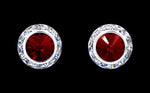 #12536 Siam 13mm Rondel with Rivoli Button Dance Earrings Earrings - Button Rhinestone Jewelry Corporation