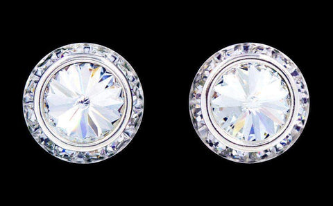 #12537 16mm Rondel with Rivoli Button Dance Earrings Earrings - Button Rhinestone Jewelry Corporation