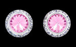 #12537 Light Rose 16mm Rondel with Rivoli Button Earrings