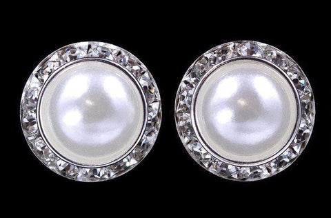 Earrings - Button #14995 20mm Rondel with Pearl Button Earrings