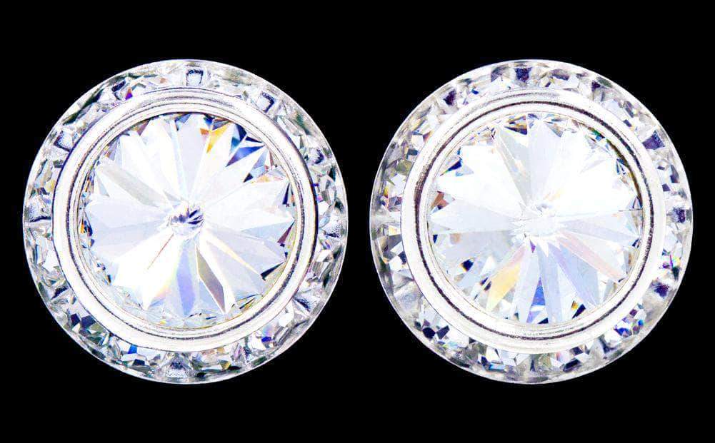 12535 11mm Rondel With Rivoli Button Earrings For Women 15mm