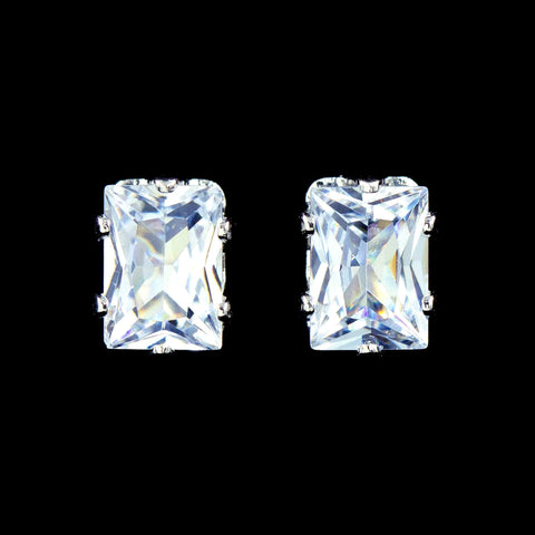Earrings - Button #17197 - Rectangle Stud CZ Earrings