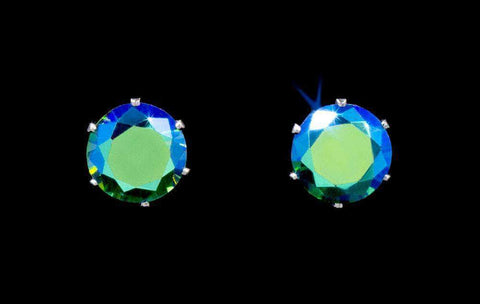 3.0 Carat CZ Emerald AB Stud Earrings (#17046-205ab) Earrings - Button Rhinestone Jewelry Corporation