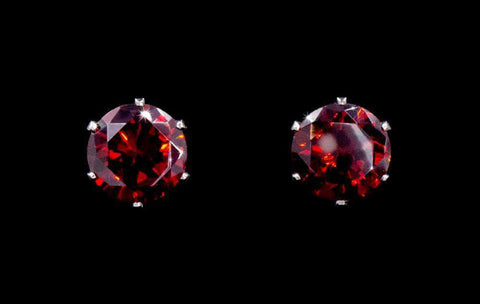 3.0 Carat CZ Siam Stud Earrings (#17046-208) Earrings - Button Rhinestone Jewelry Corporation